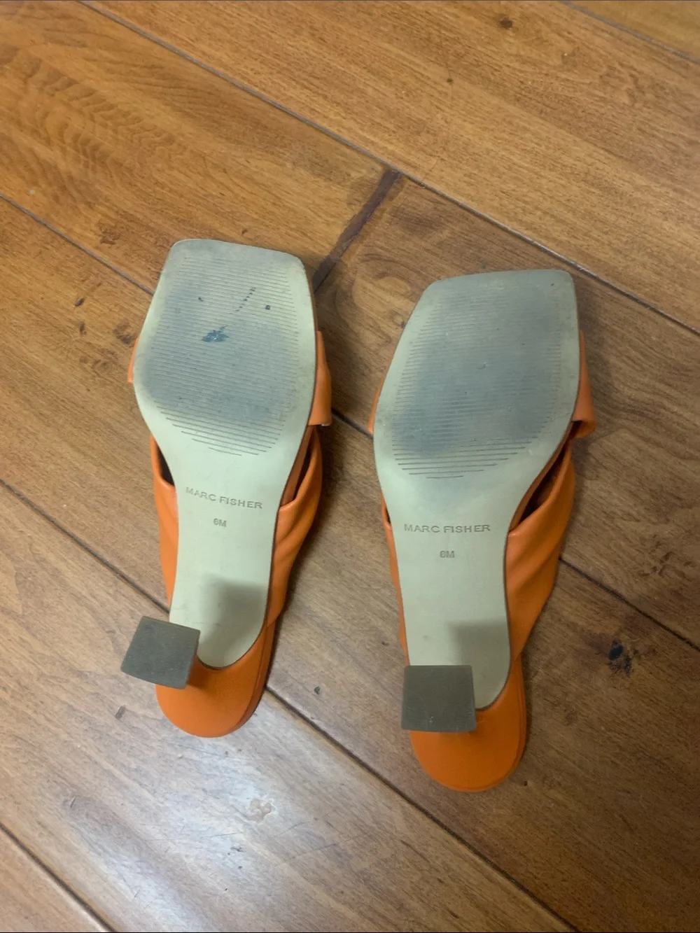 Marc Fisher Bright Orange Sandals Loreda Size 6 Preowned